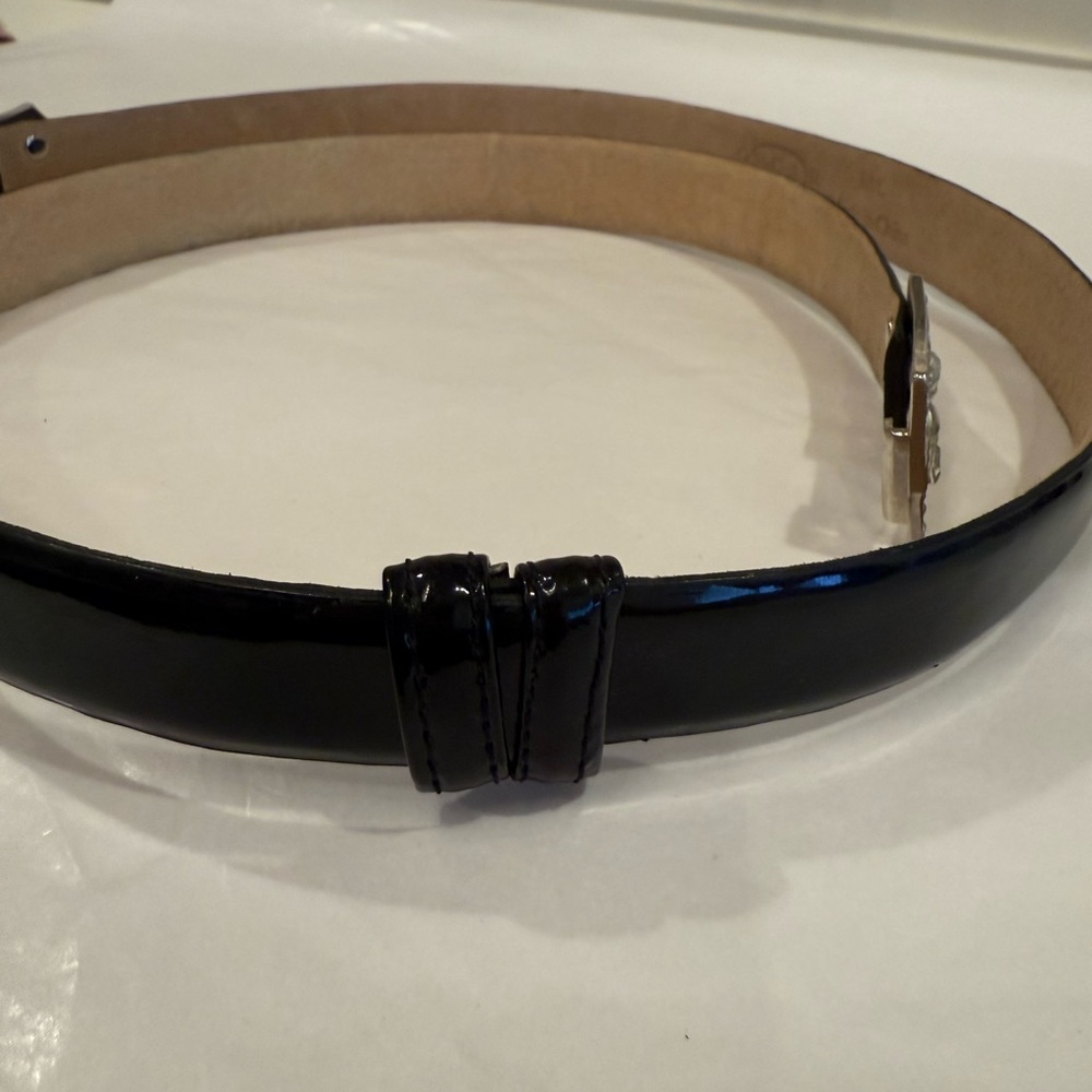Oscar de la Renta vintage Black Belt with Silver Embellished Buckle - Picture 9 of 10